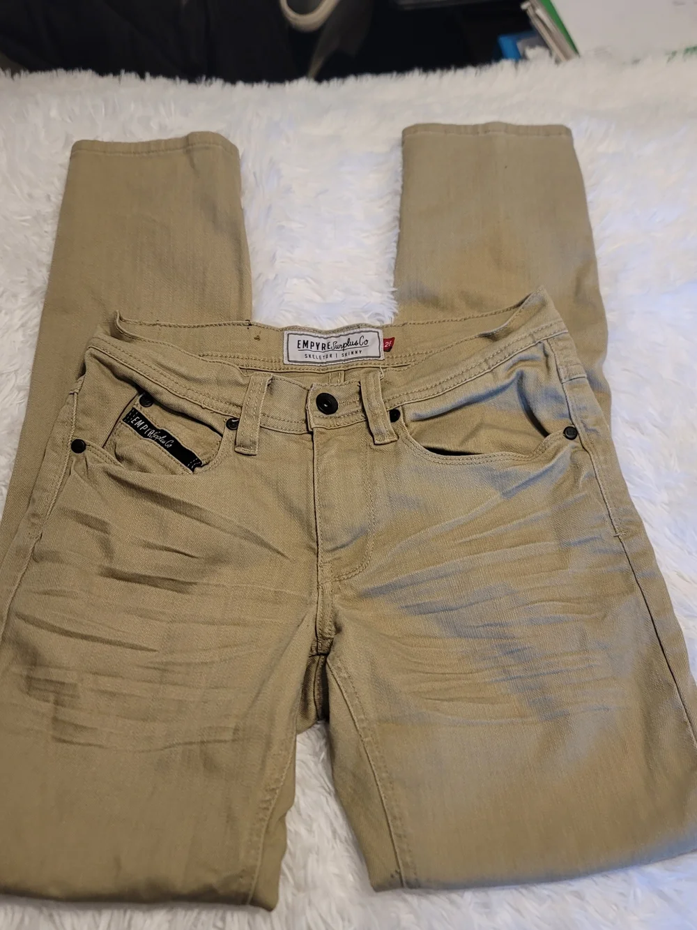 Empyre Surplus Co Skeletor Skinny Jeans in Khaki Tan Wize 28
